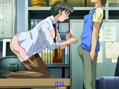 Girls at their jobs fucking in anime